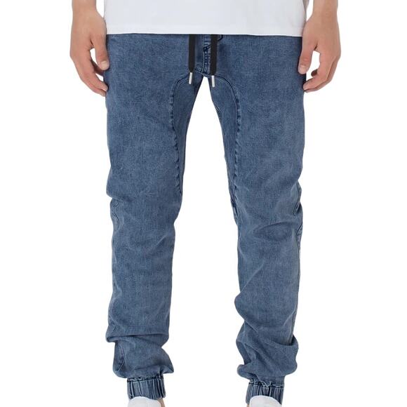 Zanerobe Sureshot Denim Jogger Drawstring Low Rise Medium Wash Tapered Blue 30 - Picture 1 of 7